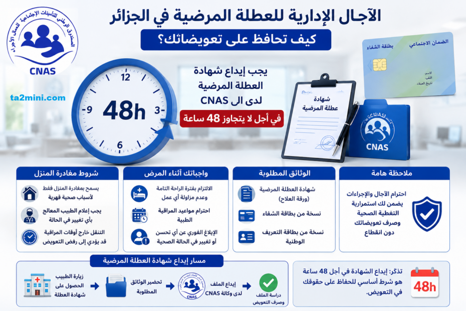 الآجال الإدارية للعطلة المرضية في الجزائر